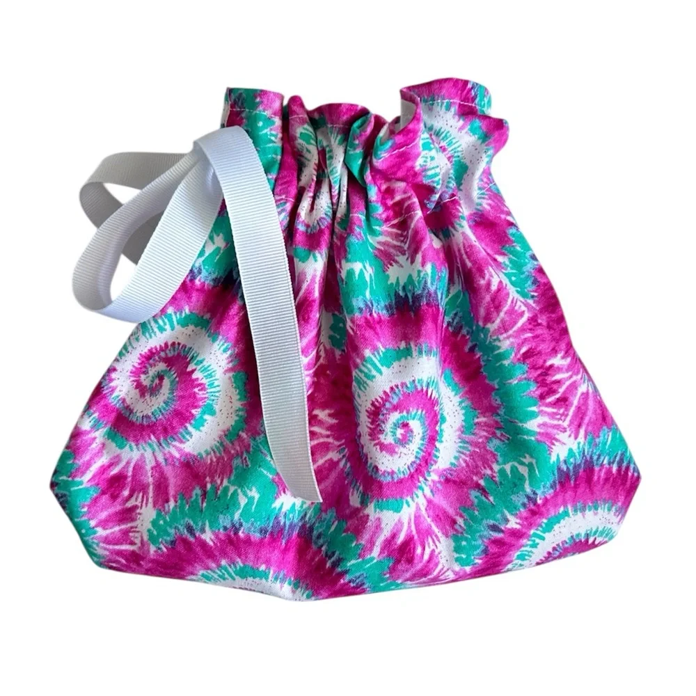 Hand Crafted Pink Tie-Dye Reusable Fabric Gift Bag Drawstring Eco Friendly